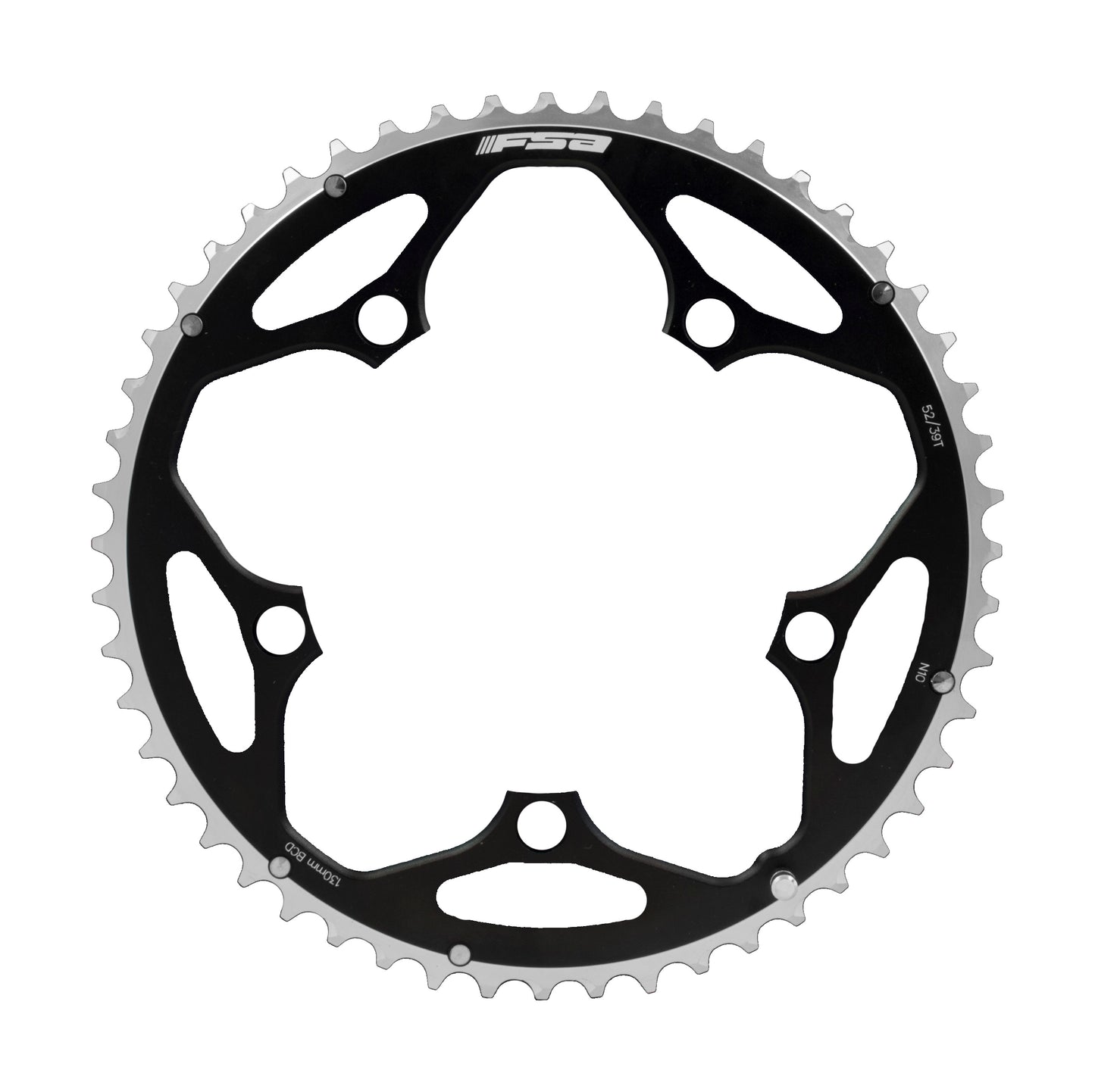FSA Alloy Road Chainring (2x11, 130x53T, Black, 5h, 12mm Pin)