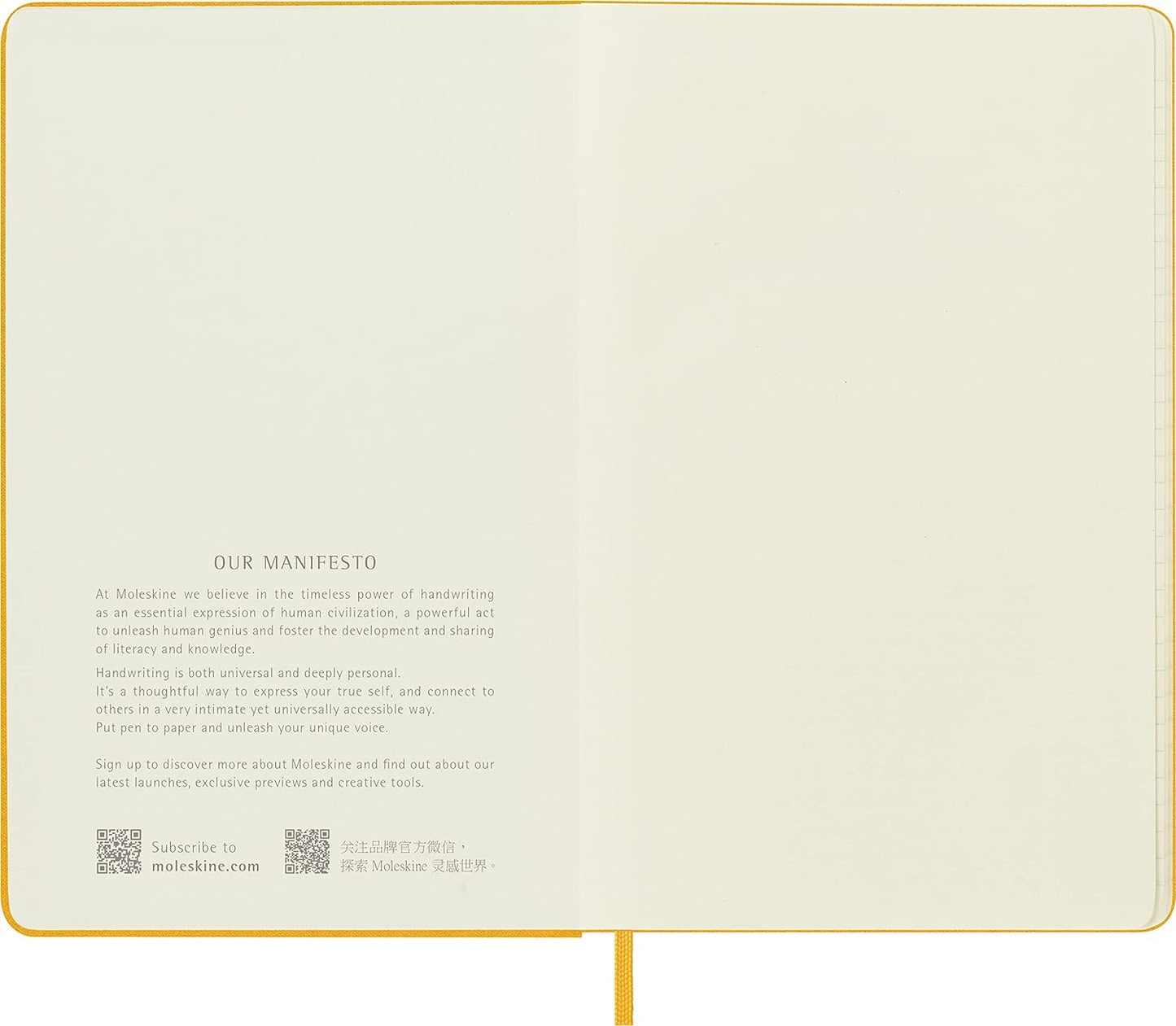Moleskine Classic Ruled Plain Paper Notebook, Silk Hard Cover and Elastic Closure, Large Size, Colour Orange Yellow