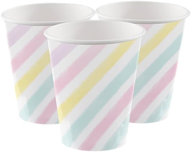Creative Party PC329301 Unicorn Theme Striped Paper Cups - 8 Pcs 8 Count (Pack of 1)