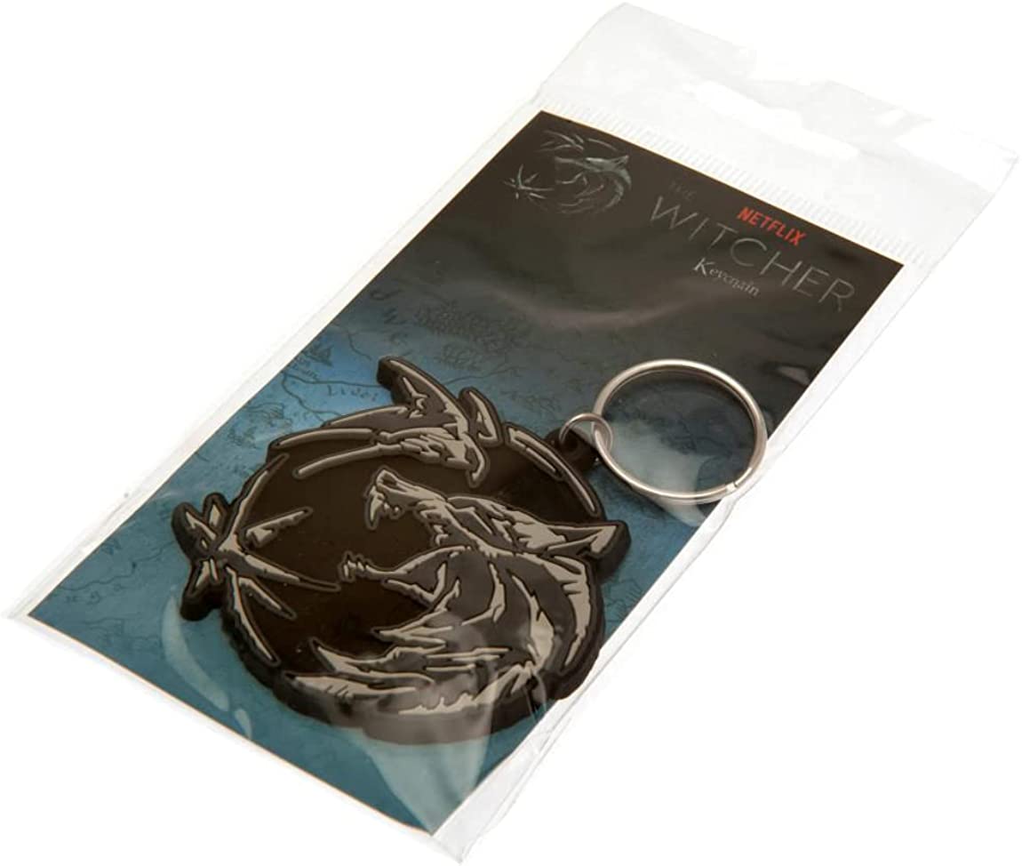 Pyramid International The Witcher Keyring (Wolf Swallow Star Design), Rubber Fob 4.5 x 6cm - Official Merchandise