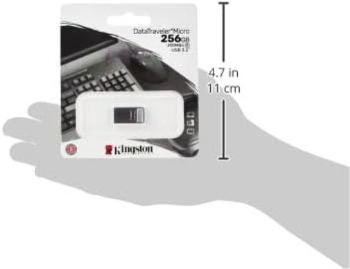 Kingston DataTraveler Micro USB Flash Drive 256GB 200MB/s Metal USB 3.2 Gen 1 - DTMC3G2/256GB