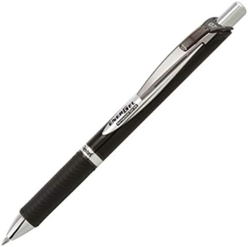 Pentel 0.7 mm EnerGel Permanent Security Pen - Black (Pack of 12), BLP77-A