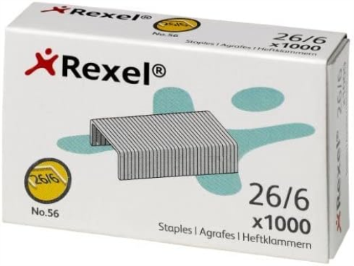 Rexel No.56 26/6 mm Standard Staples, For Stapling up to 20 Sheets, Use with Desktop Staplers and Pliers, Box of 1000, ACCO6131