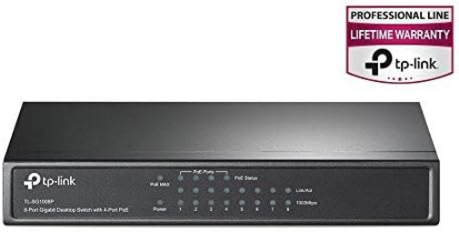 TP-Link PoE Switch 8-Port Gigabit, 4 PoE+ Ports up to 30 W For Each PoE Port and 64 W For All PoE Ports, Metal Casing, Plug and Play, Ideal for IP Surveillance and Access Point(TL-SG1008P