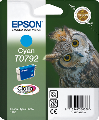 Epson Owl Singlepack Cyan T0792 Claria Photographic Ink