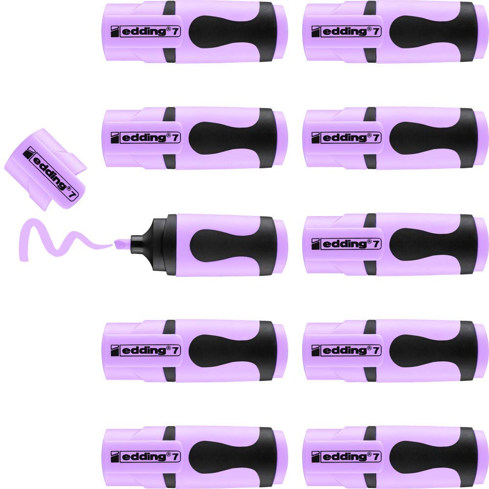 edding 7 mini highlighter - pastel violet - 10 highlighter pens - chisel nib 1-3 mm - small highlighter in trendy colours - for bullet journals, school, college, university or the office 06: 10 Pencils - Pastel Purple