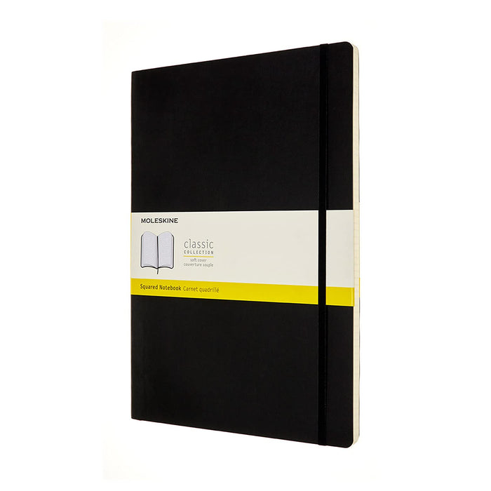 Moleskine Classic Squared Notebook, Notebook with Soft Cover and Elastic Closure, Dimensions A4 21 x 29.7 cm, Colour Black, 192 Pages Black A4 Squared