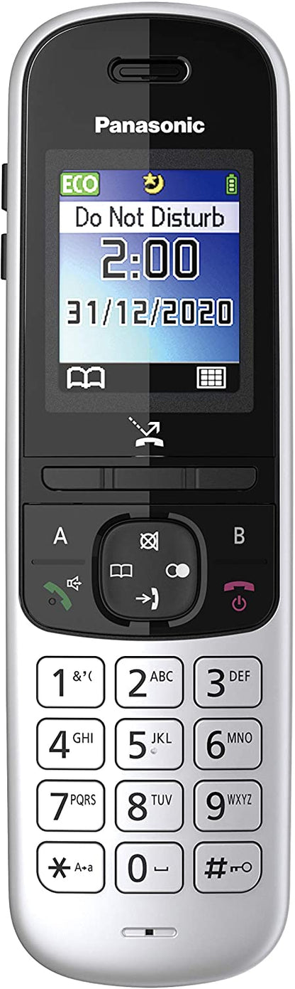 Panasonic KX-TGH710 Telefono Cordless Singolo, Display a Colori, Vivavoce, Pulsante Regola Volume, Resistente agli Urti, ModalitÃ  Non Disturbare, Eco Mode Plus, Design Minimal Elegante, Silver