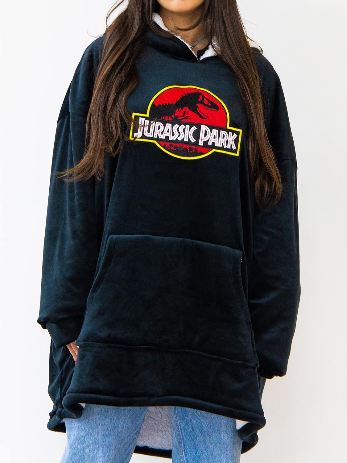 cotton division Jurassic Park UXJUPAMSP001 Sweatshirt à Capuche, Noir, Taille Unique Mixte