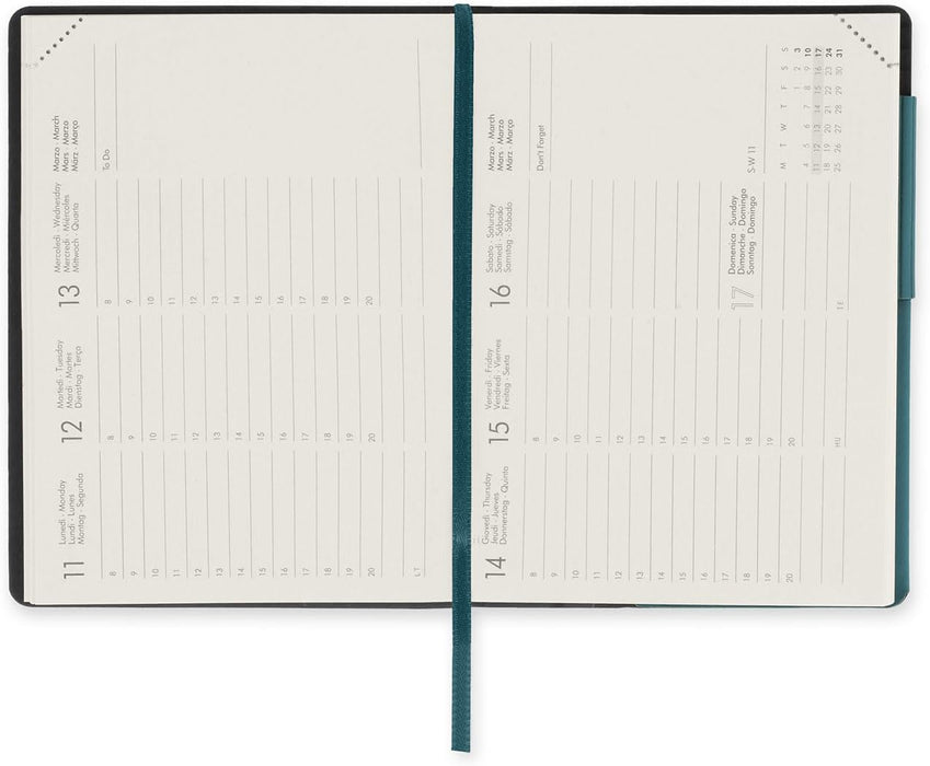 Legami Small Weekly Diary 12 Months, January 2024 to December 2024, Elastic Closure, Monthly Planner January 2025, Final Pocket, Address Book, 9.5 x 13.5 cm, Malachite Green