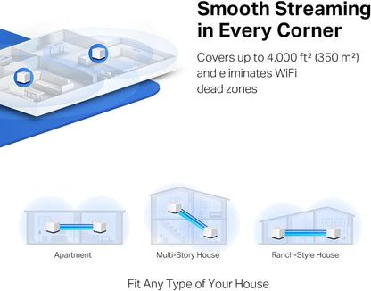 Mercusys AC1900 Whole Home Mesh Wi-Fi System, Coverage up to 4,000 ft² (350 m²) Connect over 100 Devices, Full Gigabit Ports, Dual Band Wi-Fi, Easy App Control, Halo H50G(2-pack) AC1900 Mesh(2-pack)|Plus