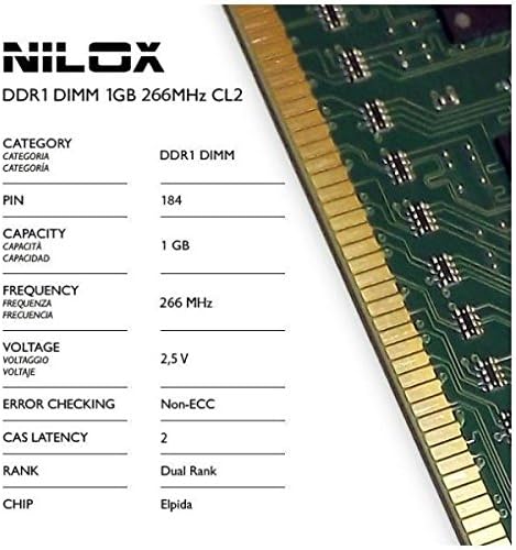 Nilox RAM Memory 1GB DDR1 SODIMM 266MHz CL2, Green