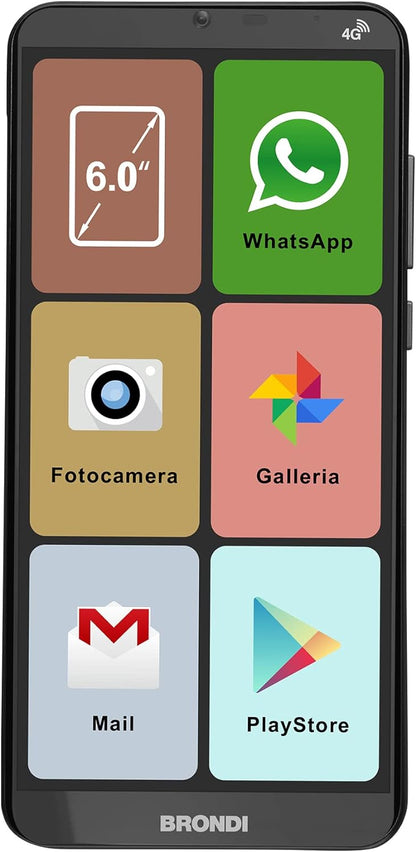 Brondi Amico Smartphone XL 15,2 cm (6") Double SIM Android 11 4G USB Type-C 2 Go 16 Go 2500 mAh Noir