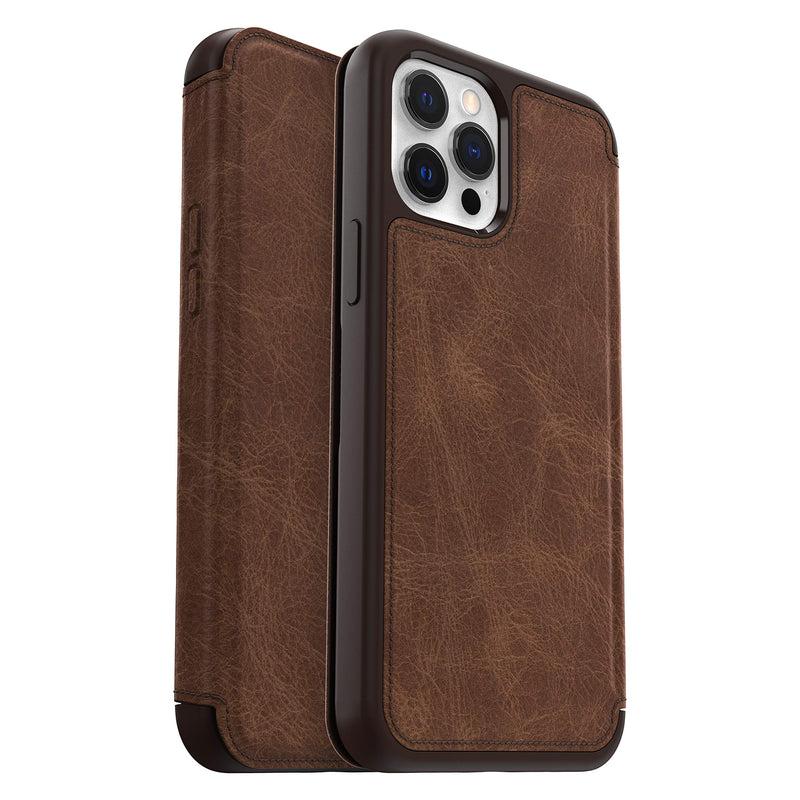 OtterBox Strada Case for iPhone 12 Pro Max, Shockproof, Drop proof, Premium Leather Protective Folio with Two Card Holders, 3x Tested to Military Standard, Brown Brown iPhone 12 Pro Max