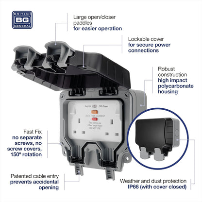 2G Ip66 Rcd Switched Skt