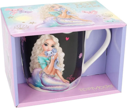 Depesche 12373 TOPModel Mermaid White with Model Pattern, Thermal Effect and Marine Design, Mug with Porcelain Handle, Approx. 320 ml, Multicoloured