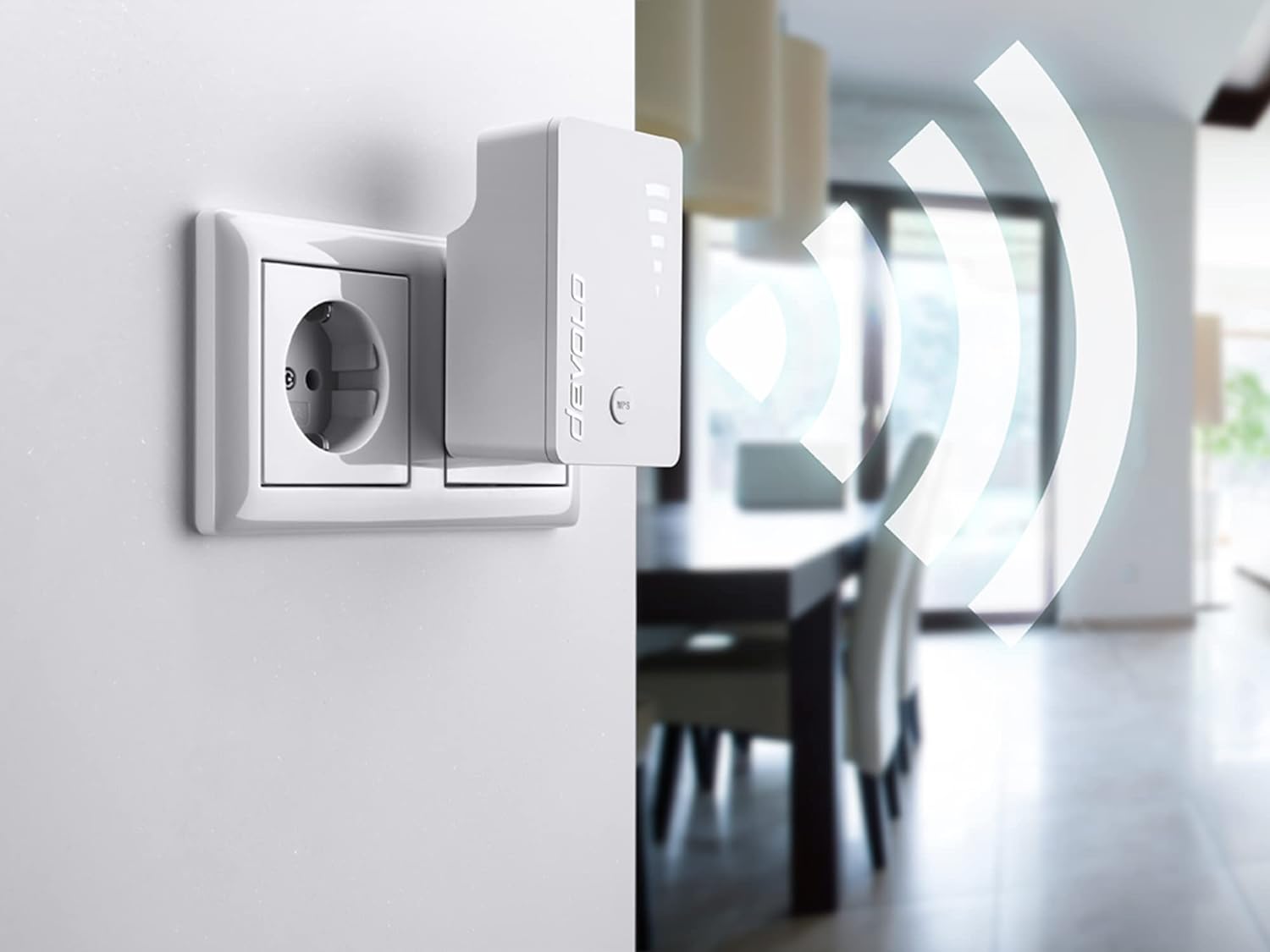 devolo WLAN repeater, WiFi repeater ac -up to 1,200 Mbit/s, mesh WLAN amplifier, WLAN access point, WLAN socket, 1x Gigabit LAN connection white