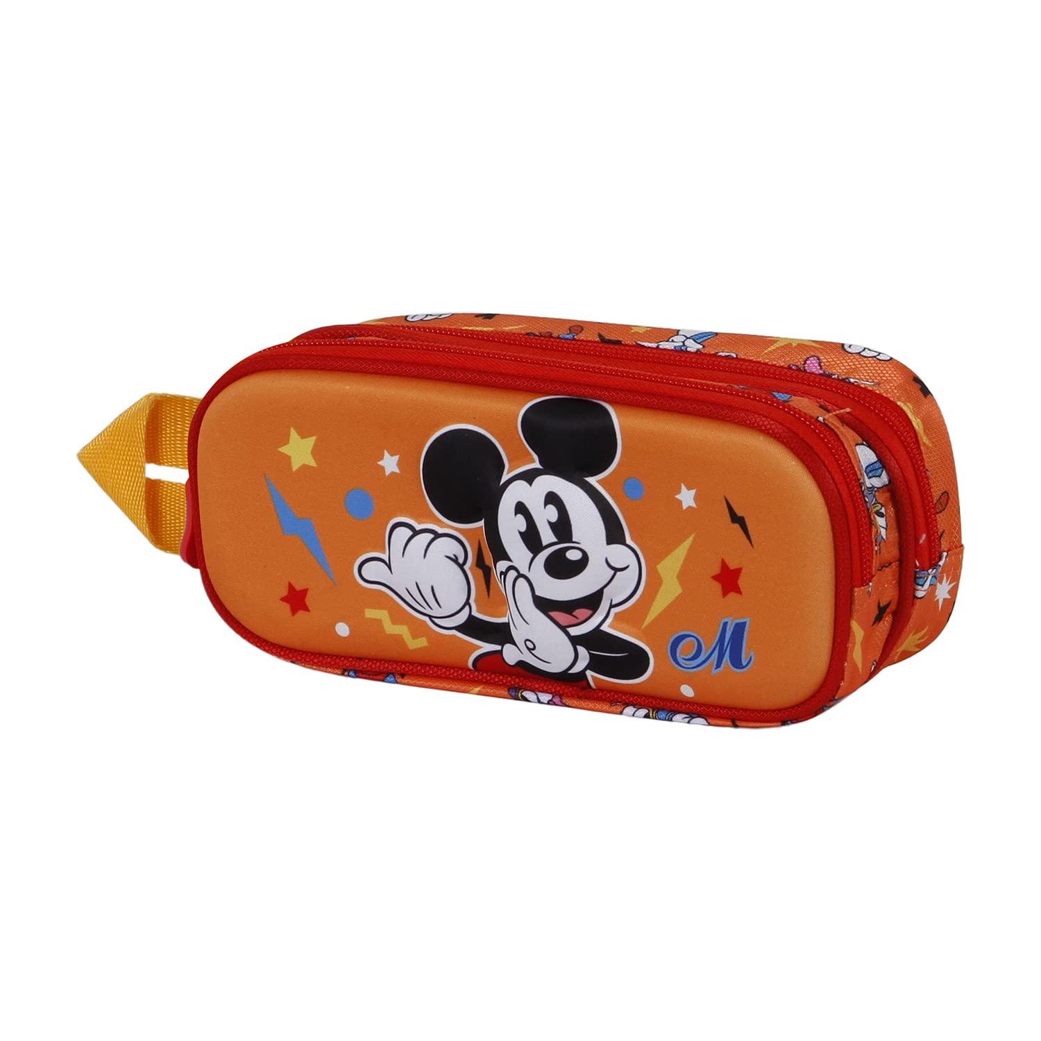 Mickey Mouse Whisper-3D Double Pencil Case, Orange, 22 x 9.5 cm