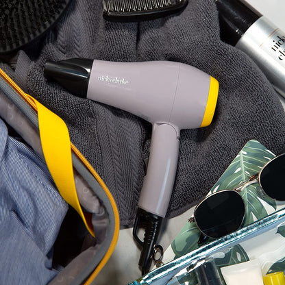 Nicky Clarke - Nicky Clarke NTD101 1200W Travel Hair Dryers with 2 Heat Settings Grey Black and Yellow