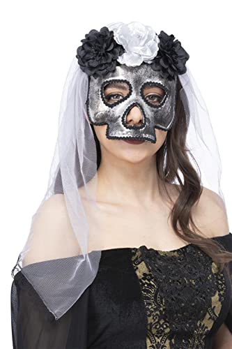 Smiffys Skull Bride Mask, with Veil