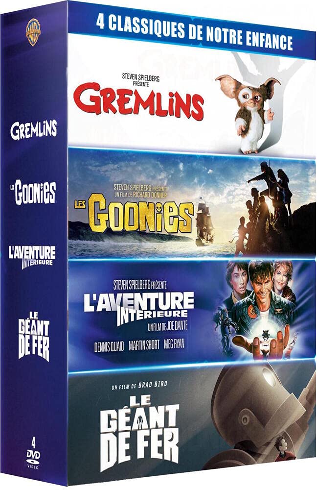 Coffret 4 films cultes - Gremlins + Les Goonies + L'Aventure intérieure + Le Géant de fer - Les références du film READY PLAYER ONE - 4 DVD