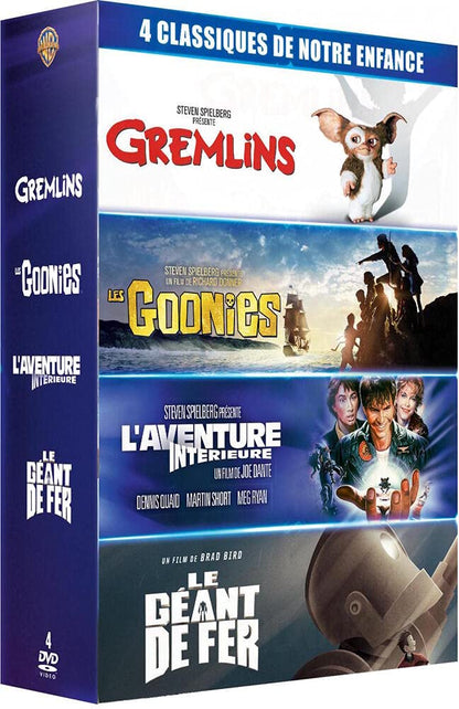 Coffret 4 films cultes - Gremlins + Les Goonies + L'Aventure intérieure + Le Géant de fer - Les références du film READY PLAYER ONE - 4 DVD