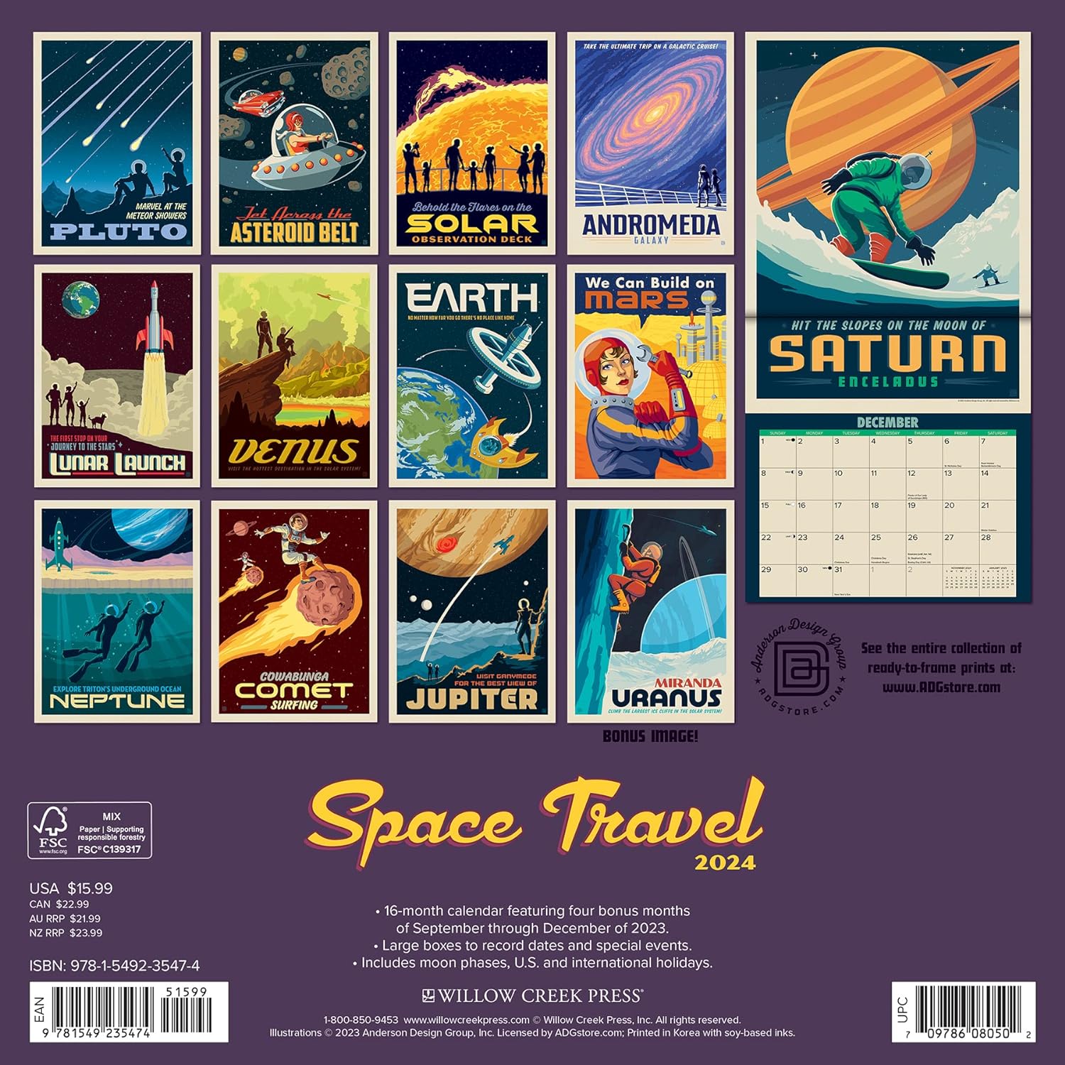 Space Travel 2024 12 X 12 Wall Calendar
