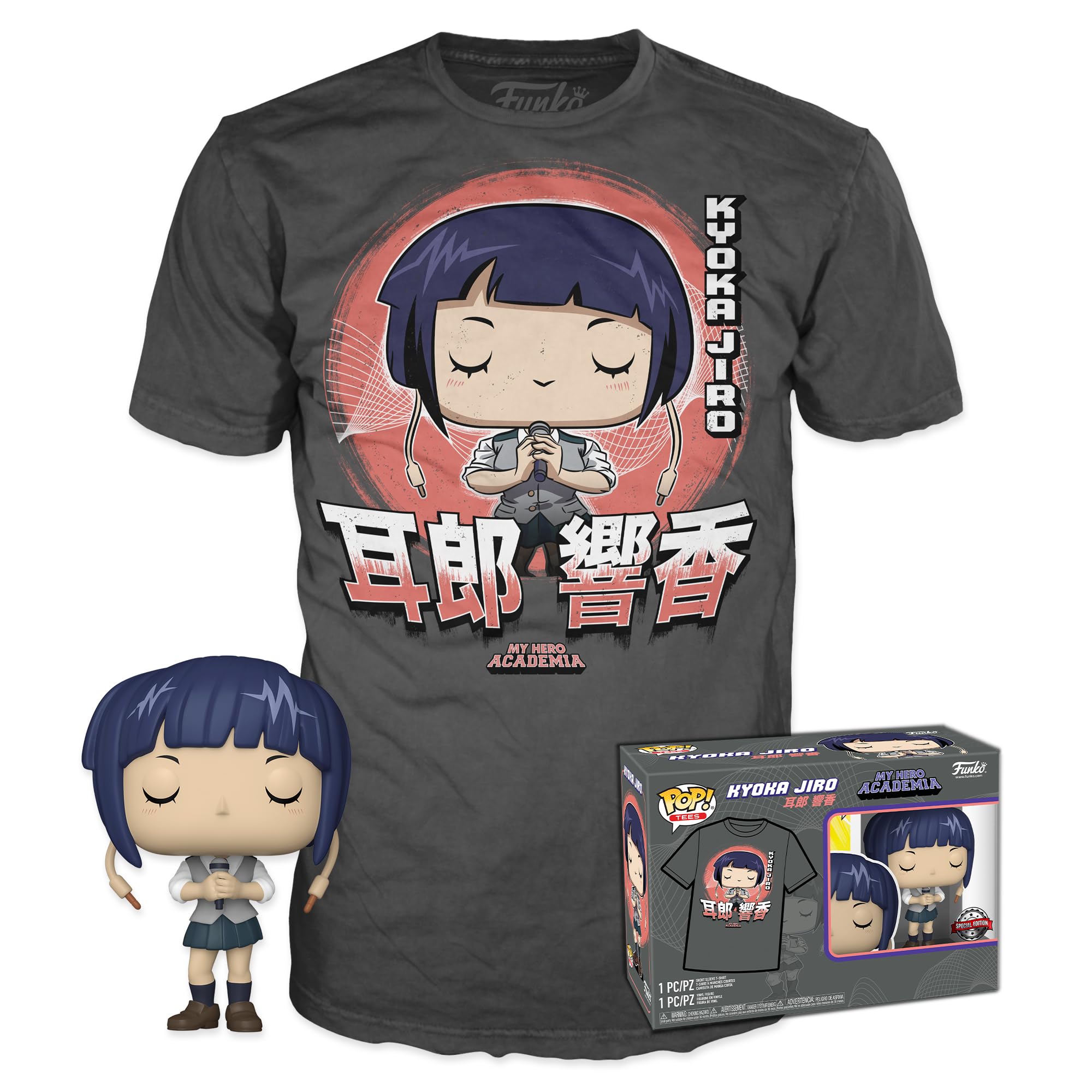 Funko Pop! & Tee: MHA - Jirou With Mic - Large - (L) - My Hero Academia - T-Shirt - Clothes With Collectable Vinyl Figure - Gift Idea - Toys and Short Sleeve Top for Adults Unisex Men and Women