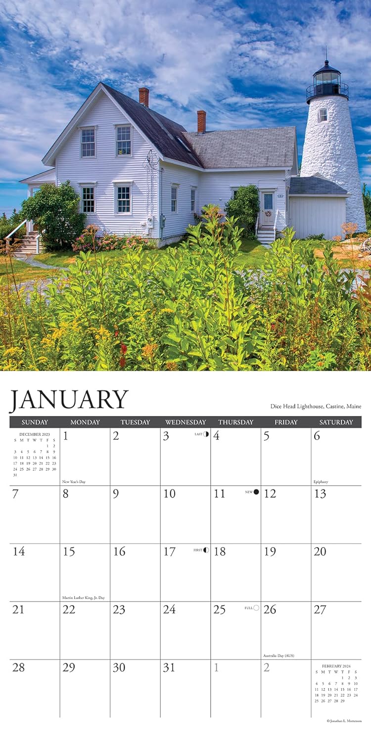 Lighthouses 2024 12 X 12 Wall Calendar