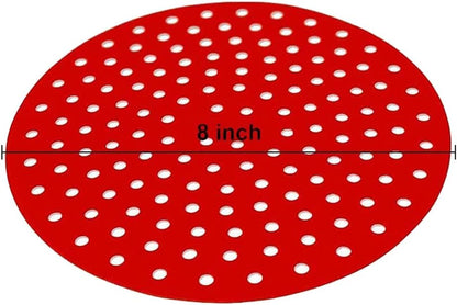Swagell 4 Packs 8 Inch Reusable Round Liners,Non-Stick Silicone Basket Streamer Mats Accessories 20.3cm