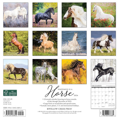 Happiness Is a Horse 2024 12 X 12 Wall Calendar