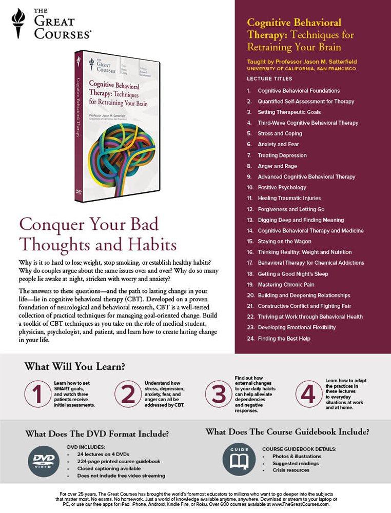 Cognitive Behavioral Therapy: Techniques for Retraining Your Brain (Great Courses) (Teaching Co.) DVD Course No. 9631