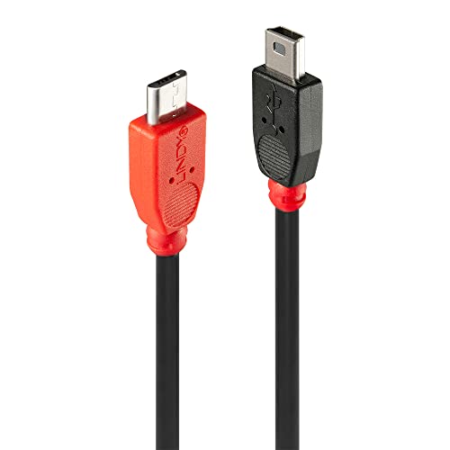 LINDY 31718 1m USB OTG Cable - Black, Type Micro-B to Mini-B