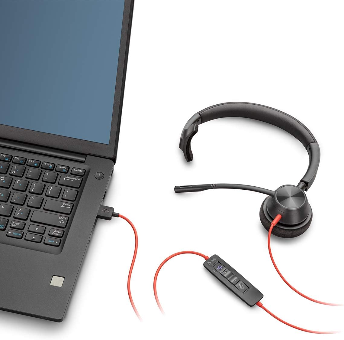 Plantronics – Blackwire 3310 USB-C (Poly) – Wired, Single Ear (Mono) Headset with Boom Mic – USB-C to connect to your PC and/or Mac – Works with Teams, Zoom & more USB-C Single Mono
