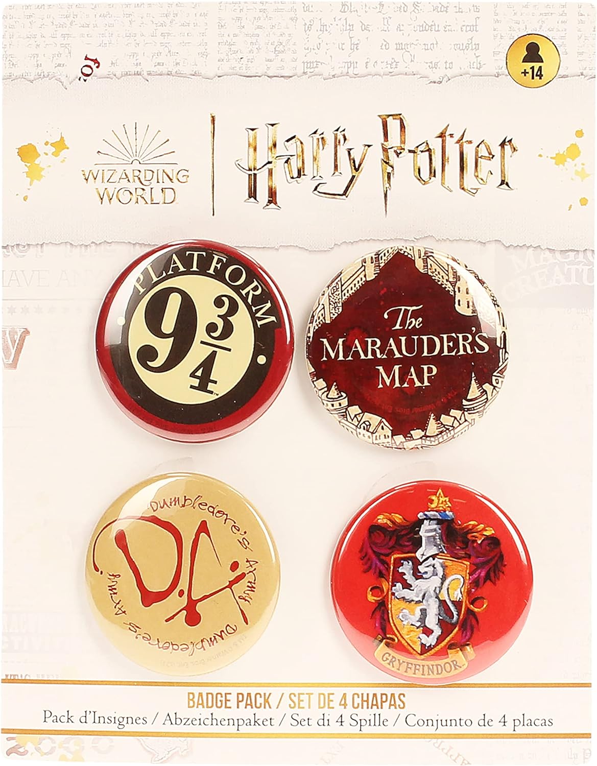 SD TOYS HARRY POTTER - Pack de 4 badges