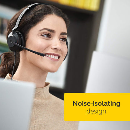Jabra Evolve2 30 Headset – Noise Cancelling Microsoft Teams Certified Stereo Headphones with 2-Microphone Call Technology – USB-A Cable – Black Stereo USB-A Microsoft Teams