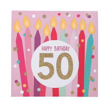 Depesche 0011694-007 Pop-Up Greetings Card for 50th Birthday Folding Card with Music Light Elements and an Original Saying Birthday Card with Envelope 15.5 x 15.5 cm