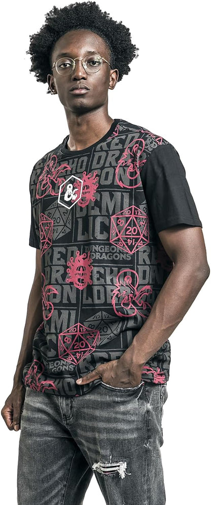 Difuzed Dungeons & Dragons AOP Men's Short-Sleeved T-Shirt, Black, S