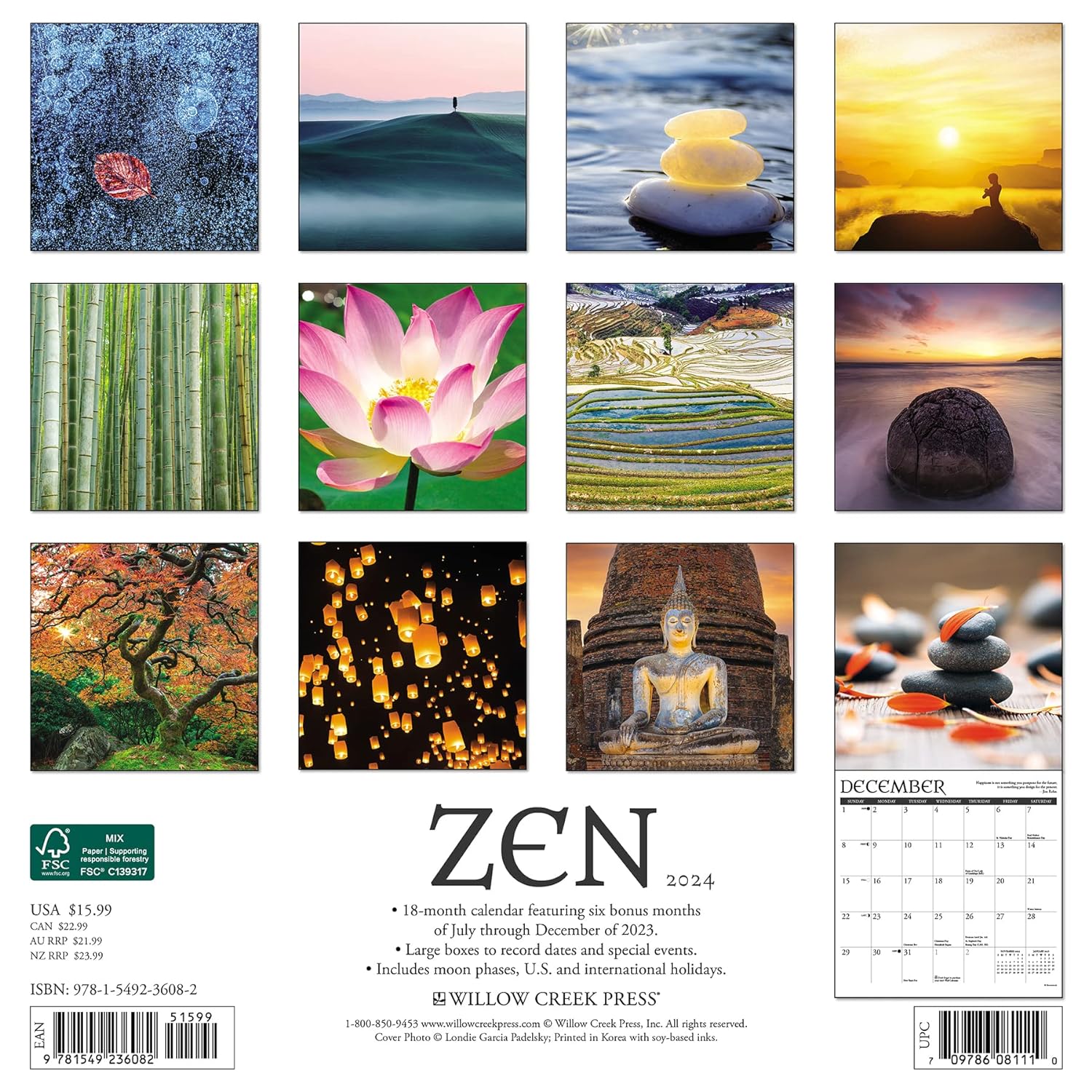 Zen 2024 12 X 12 Wall Calendar