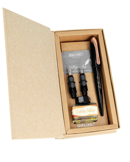 Online 10061 Air Black Rose Calligraphy Fountain Pen with Converter, Wide Calligraphy Nibs in Various Line Widths, Gold Ink Glass, Calligraphy Pen, Gift Box God Ink Glass Set Black Rose