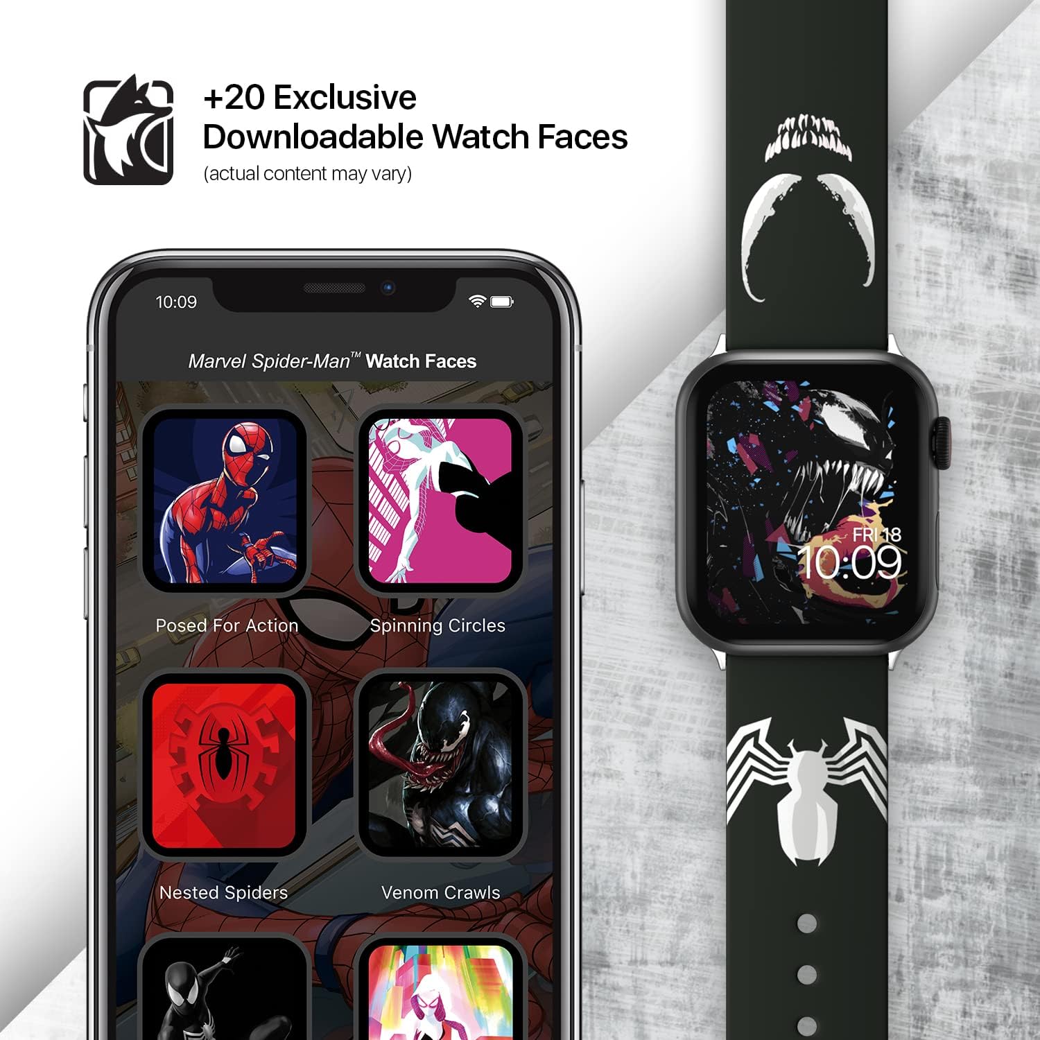 MARVEL – Smartwatch Band - Officially Licensed, Compatible with Every Size & Series of Apple Watch (watch not included) Venom Insignia