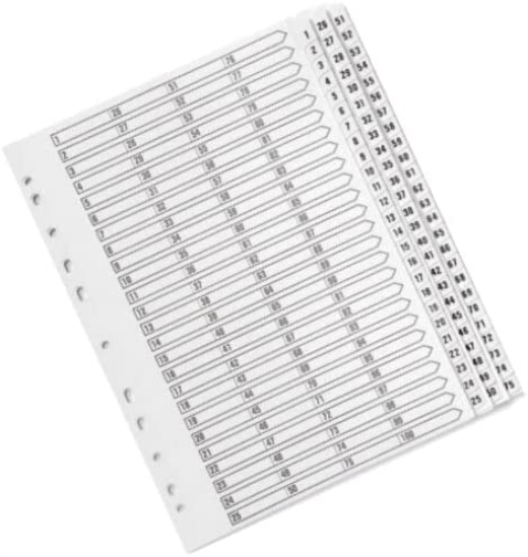 Qconnect A4 1-75 Mylar Index 05601/Cs56