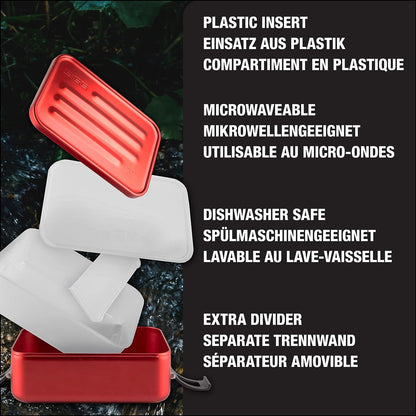SIGG - Lunch Box Aluminium Plus - With Compartments - Award Winning Design - Dishwasher & Microwave Safe - Leakproof - Featherweight - BPA Free - S / L Red Classic