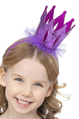 Smiffys Purple Glitter Crown Headband
