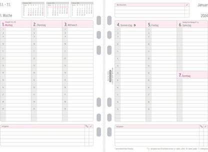 Chronoplan 50234 Calendar Insert 2024 (Weekly Plan A5 (148 x 210 mm) Replacement Calendar for Appointment Planner, Ideal for Detailed Weekly Planning, 1 Week on 2 Pages in Columns, with Universal