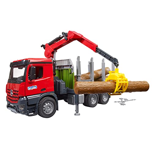 Bruder: 3669 - Mb Arocs Camion Trasporto 3 Tronchi Con Gru