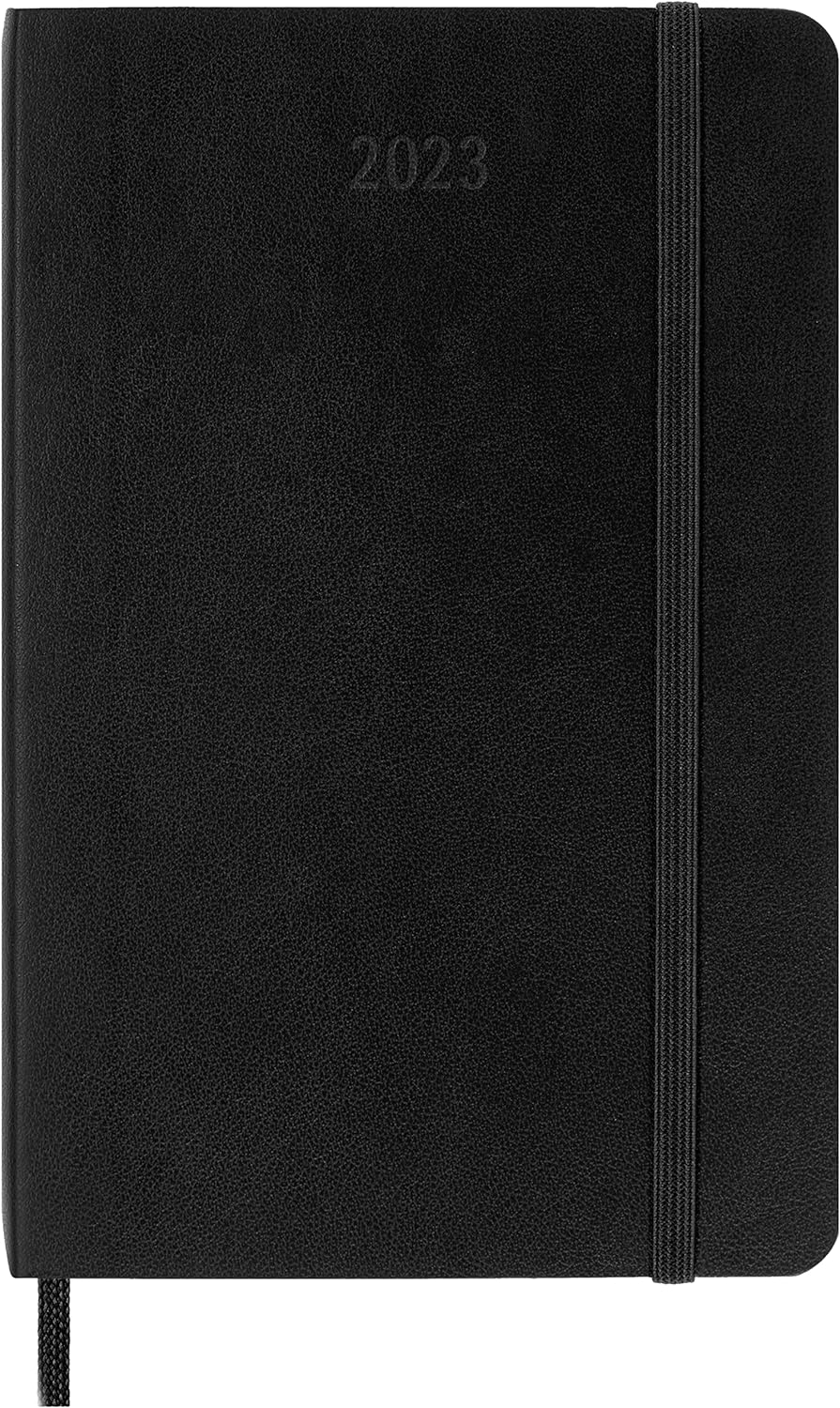 Moleskine Monthly Planner 2023, 12-Month Diary, Monthly Notebook with Soft Cover, Pocket Size 9 x 14 cm, Colour Black Soft Pocket Black