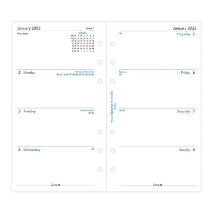 Filofax Personal Week on Two Pages English 2023 Diary,White