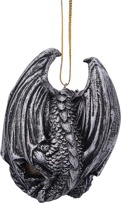 Nemesis Now Elden Dragon Festive Hanging Ornament 8cm, Resin, Gold, Gothic Christmas Decoration, Suspended By A Golden Thread, Cast in the Finest Resin, Lovingly Hand-Painted