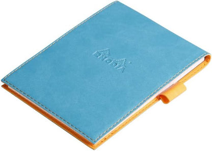 RHODIA 128207C - Clipboard Case + Stapled Notepad N°12 Turquoise - 8.5x12 cm - Lined - 80 Detachable Sheets - 80G White Clairefontaine Paper - Pencil Holder - Faux Leather - Rhodiarama Collection Turquoise Blue A7+ Lined